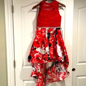 Dress red high low back